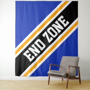 ENDE ZONE Royal Blue Yellow Black Slant Streifen Wandteppich