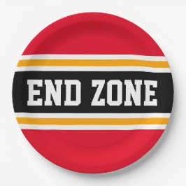 ENDE ZONE Spaß Helle Red Black Football Streifen Pappteller