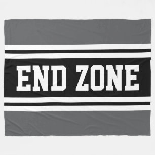 ENDE ZONE Sporty Graue Schwarz-weiße Fußballstreif Fleecedecke