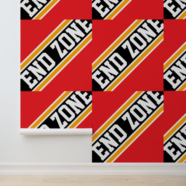 ENDE ZONE Tile Fun Bright Red Gelb Black Stripes Tapete (Anwendung)