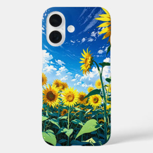 Endless Anime Sunflower Field iPhone 16 Hülle