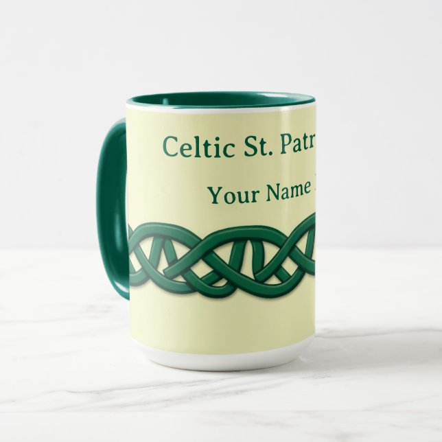 Endless Celtic Knot Seamless Dark Green Tasse (Vorderseite Links)