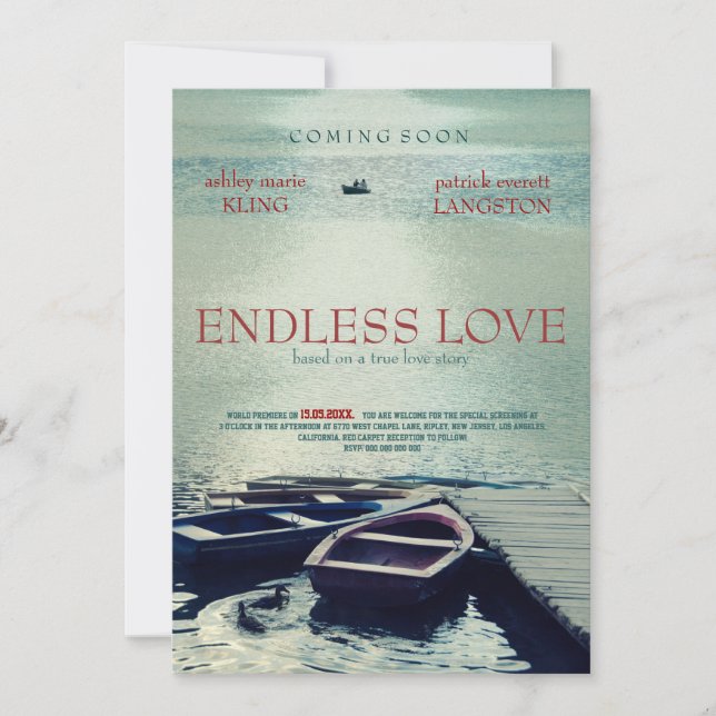 ENDLESS LIEBE Poster Filmstil Einladung (Vorderseite)