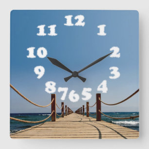 Endless Path Holiday Clouds - Wall Design Clock Quadratische Wanduhr