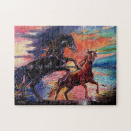Endless Sky Watercolor Pferde Puzzle