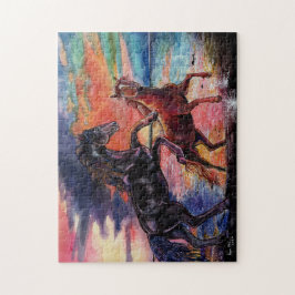 Endless Sky Watercolor Pferde Puzzle