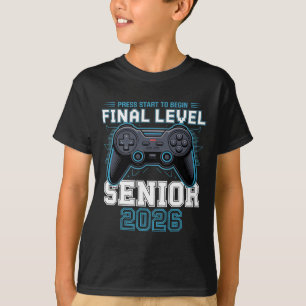 Endlevel Senior 2026 Press Start Gamer Stil  T-Shirt