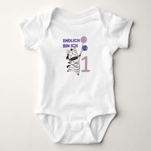 Endlich 1 Zebra Lila Balloons Niedlich Zebras Zoo Baby Strampler