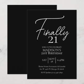 Endlich 21 Schwarz & Weiß 21. Geburtstag Einladung