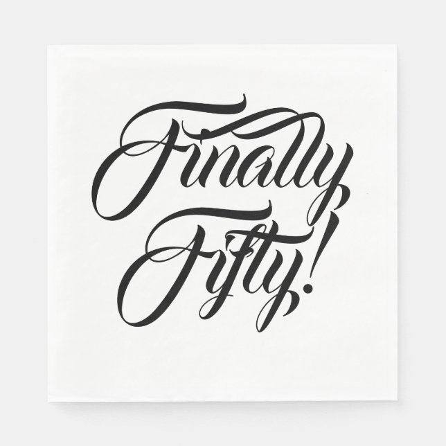 Endlich 50 Schwarz-weißen Geburtstag Serviette (Vorderseite)
