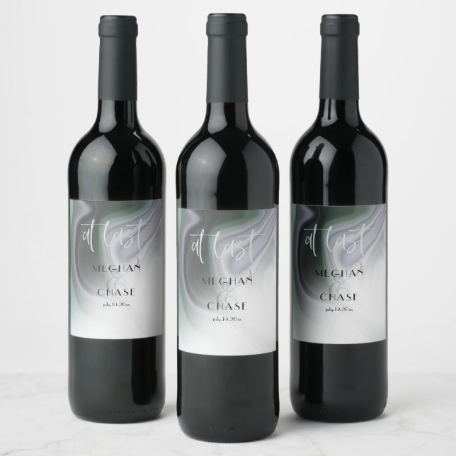 Endlich Dusty Sage Agate Abstrakt Wine Label Weinetikett (Flaschen)