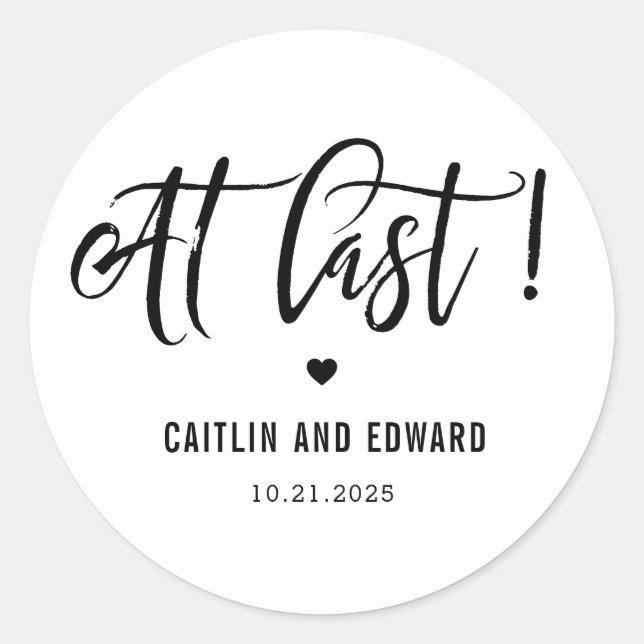 Endlich EDITABLE COLOR Save the Date Aufkleber (Vorderseite)