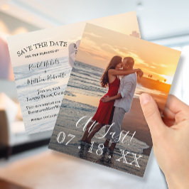 Endlich ein elegantes einfaches Hochzeitsfest Save Ankündigungspostkarte