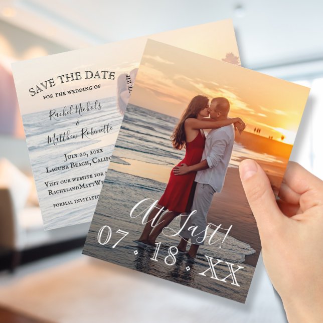 Endlich ein elegantes einfaches Hochzeitsfest Save Ankündigungspostkarte (Von Creator hochgeladen)