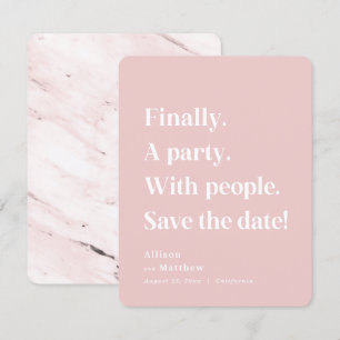 Endlich ein Party mit einfachem Text Rosa Minimali Save The Date