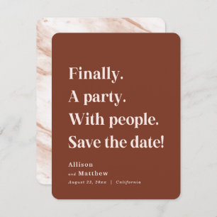 Endlich ein Party Simple Text Sienna Minimalistisc Save The Date