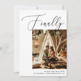 Endlich elegante Schwarz-Weiß-Foto-Hochzeit Save The Date