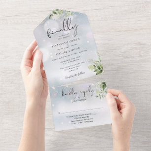 Endlich Florale Winterhochzeit All In One Einladung
