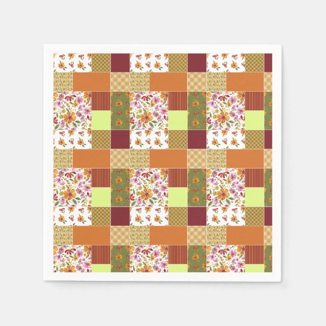 Endlich Frühling Patchwork Cheater Quilt  Serviette (Vorderseite)