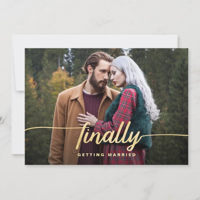 Endlich Getried Funny Foto Save the Date heiraten (Vorderseite)