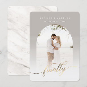 Endlich Gold Schrift Light Gray Bogenförmig gerahm Save The Date