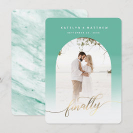 Endlich Gold Script Jade Green Arted Gerahmt Foto Save The Date