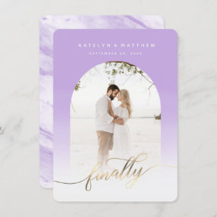 Endlich Gold Script Lavendel Archway Gerahmtes Fot Save The Date