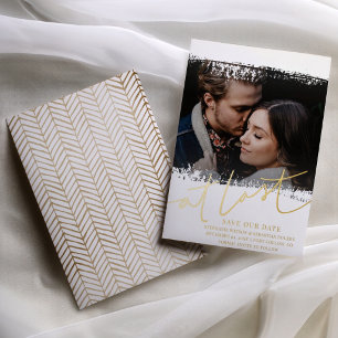 Endlich Goldfolie Hochzeit Save the Date Folieneinladung