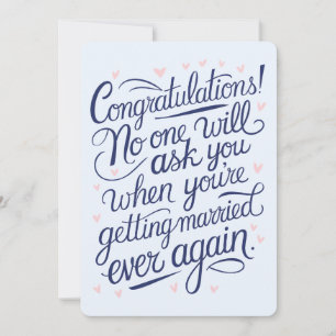 Endlich heiraten lustige Paare Hochzeit Feiertagskarte