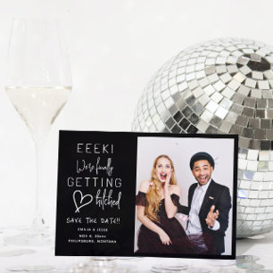 Endlich Hitched Wedding speichern Sie das Datum Einladung