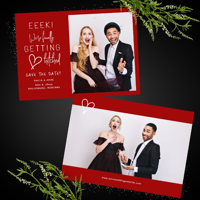 Endlich Hitched Wedding speichern Sie das Datum Einladung (Von Creator hochgeladen)