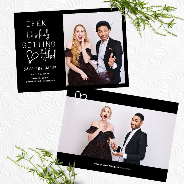 Endlich Hitched Wedding speichern Sie das Datum Einladung (Von Creator hochgeladen)