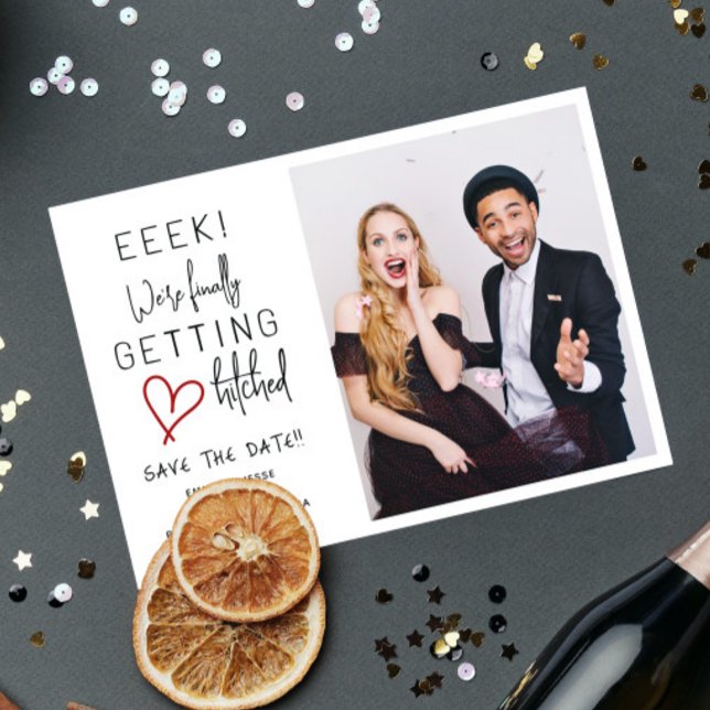 Endlich Hitched Wedding speichern Sie das Datum Einladung (Von Creator hochgeladen)