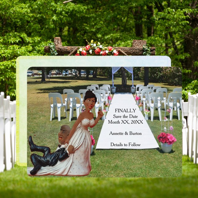Endlich Hochzeit Funny Black Couple Save The Date (Finally Save the Date Fun African American Couple)