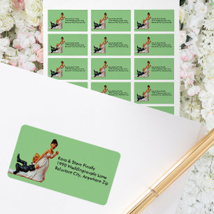 Endlich Hochzeitscouple Funny Brown & Blond Label Adressaufkleber