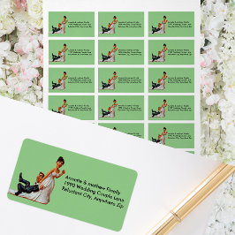 Endlich Hochzeitscouple Funny Brown Haar Label Adressaufkleber