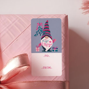 Endlich Hugs & Kisses Fun Bright Christmas Gnome Adressaufkleber