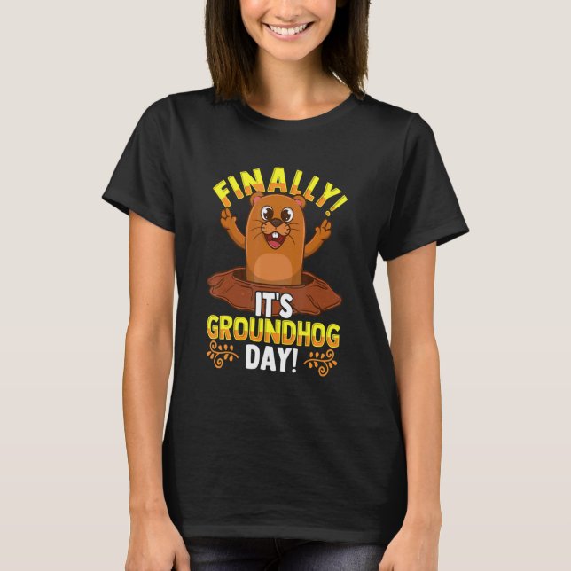 Endlich ist es Groundhog Day Furry Shadow Pa Dutch T-Shirt (Vorderseite)