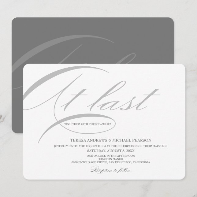 Endlich Kalligrafie Moderne Minimalistische Hochze Einladung (Vorne/Hinten)