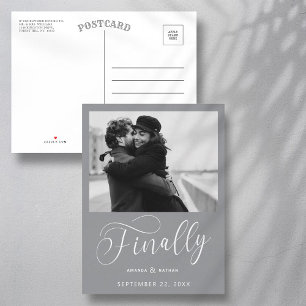 Endlich Minimalistische Hochzeit Foto Save the Dat Ankündigungspostkarte