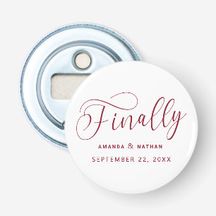 Endlich Minimalistische Hochzeit speichern Sie das Flaschenöffner