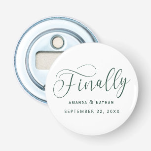 Endlich Minimalistische Hochzeit speichern Sie das Flaschenöffner