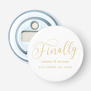 Endlich Minimalistische Hochzeit speichern Sie das Flaschenöffner