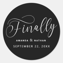 Endlich Minimalistische Hochzeit speichern Sie das Runder Aufkleber