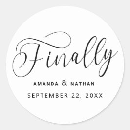 Endlich Minimalistische Hochzeit speichern Sie das Runder Aufkleber