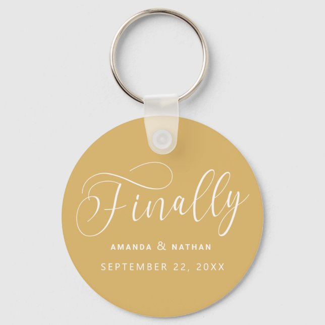 Endlich Minimalistische Hochzeit speichern Sie das Schlüsselanhänger (Vorderseite)