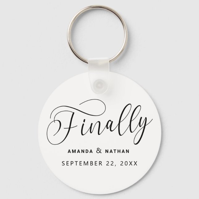 Endlich Minimalistische Hochzeit speichern Sie das Schlüsselanhänger (Vorderseite)