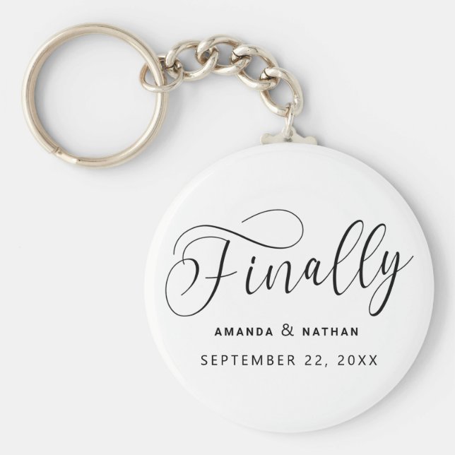 Endlich Minimalistische Hochzeit speichern Sie das Schlüsselanhänger (Vorne)