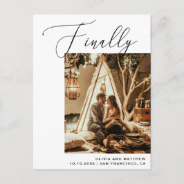 Endlich Minimalistisches Foto Hochzeit speichern S Ankündigungspostkarte