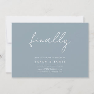 Endlich Modernes Minimalistisch Dusty Blue Save th Save The Date